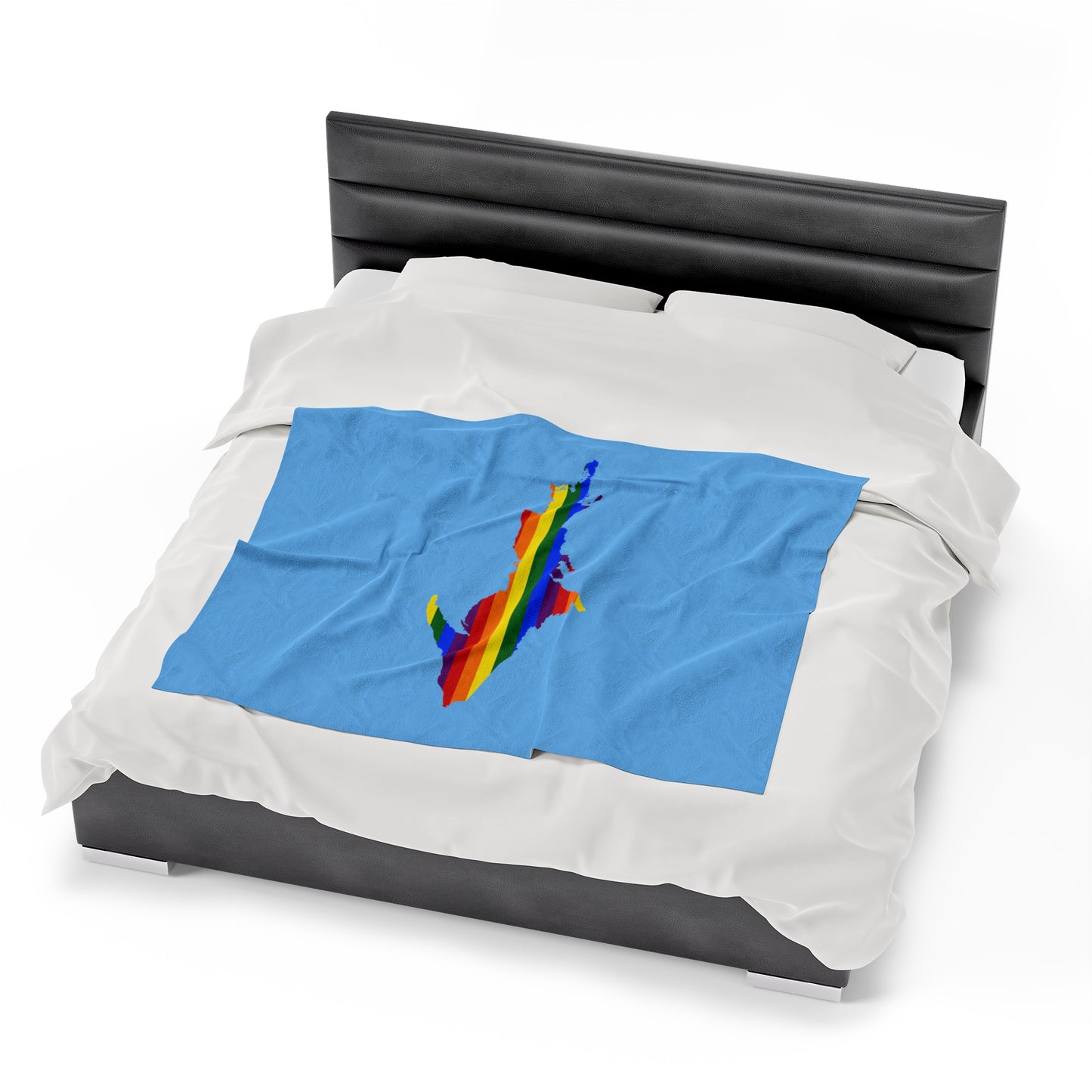 Michigan Upper Peninsula Plush Blanket (w/ UP Pride Flag Outline) | DTW Blue