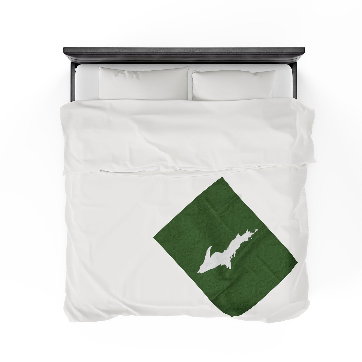 Michigan Upper Peninsula Plush Blanket (w/ UP Outline) | Pine Green