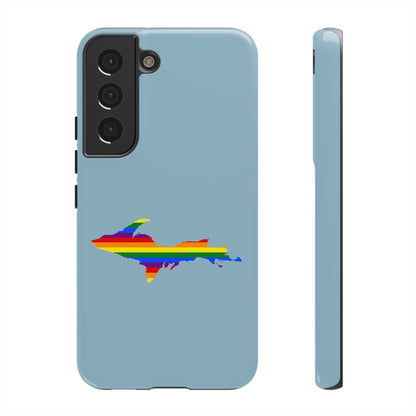 Michigan Upper Peninsula Tough Phone Case (Opal Blue w/ UP Pride Flag Outline) | Samsung & Pixel Android