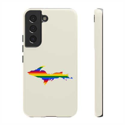 Michigan Upper Peninsula Tough Phone Case (Ivory Color w/ UP Pride Flag Outline) | Samsung & Pixel Android