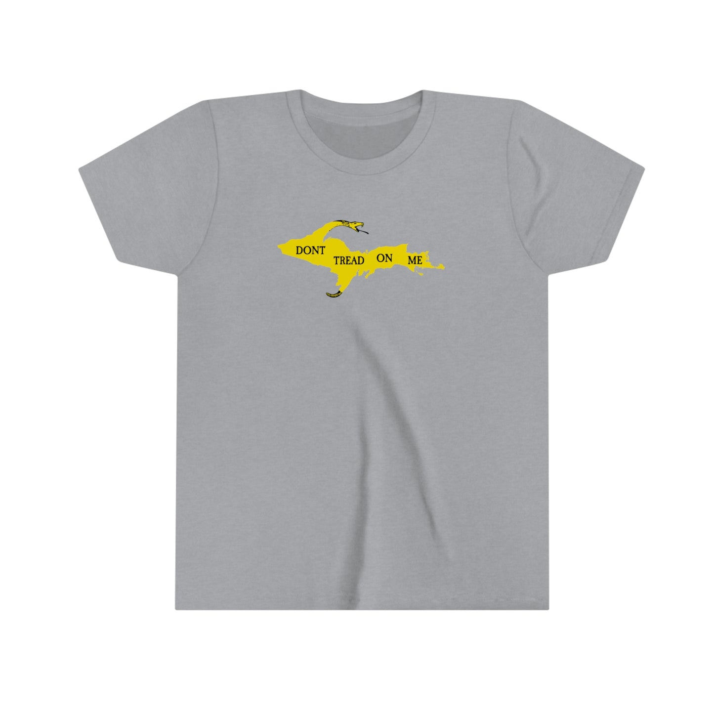 Michigan Upper Peninsula 'Don't Tread On Me' T-Shirt (w/ UP Gadsen Flag Outline) | Youth Short Sleeve