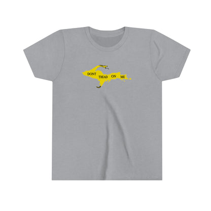 Michigan Upper Peninsula 'Don't Tread On Me' T-Shirt (w/ UP Gadsen Flag Outline) | Youth Short Sleeve