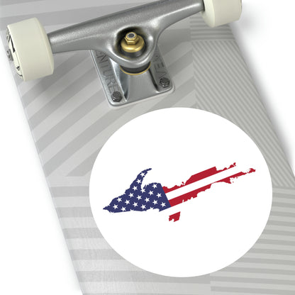 Michigan Upper Peninsula Round Stickers (w/ UP USA Flag Outline) | Indoor\Outdoor