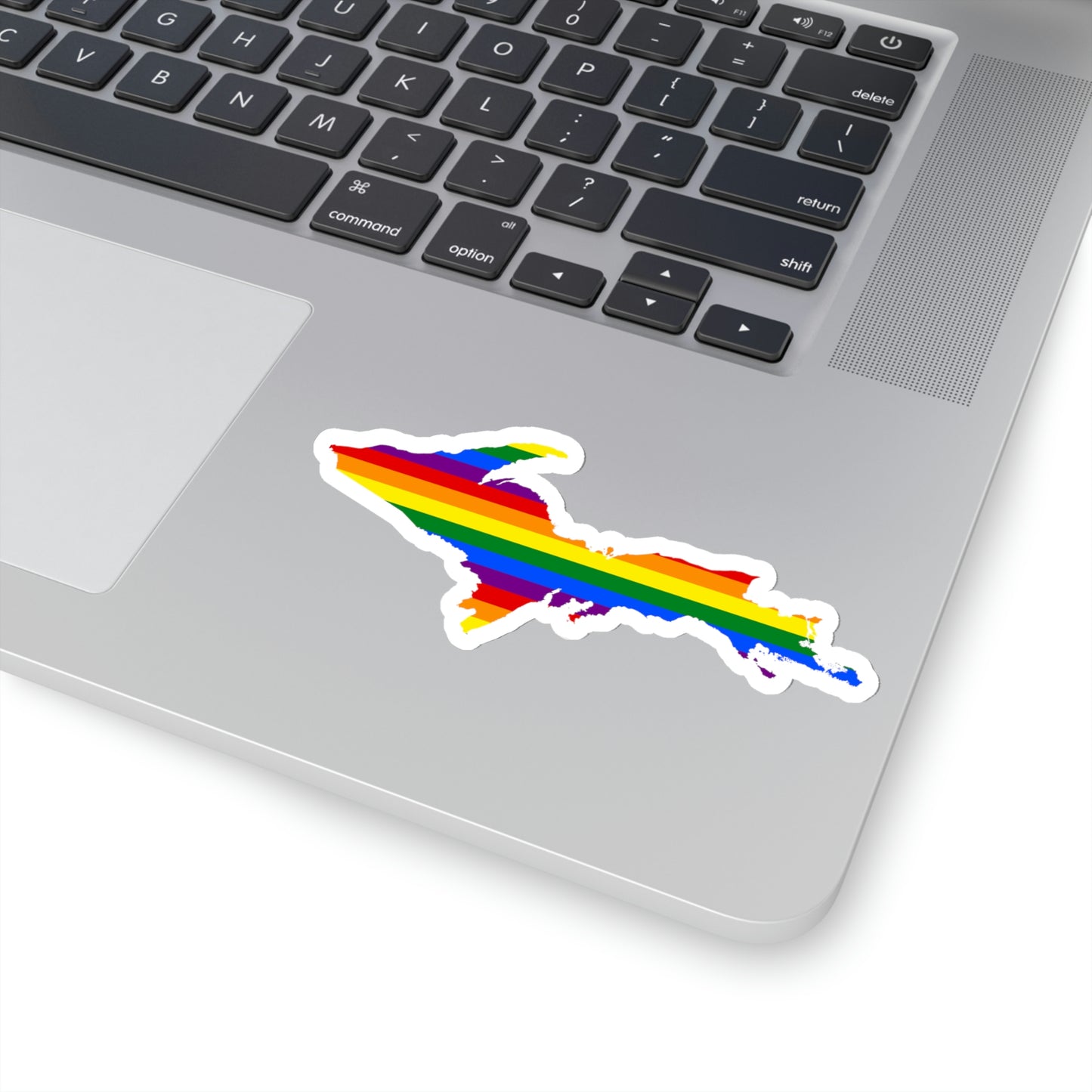 Michigan Upper Peninsula Kiss-Cut Sticker (w/ UP Pride Flag Outline)