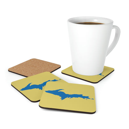 Michigan Upper Peninsula Coaster Set (Plum Yellow w/ Azure UP Outline) | Corkwood - 4 pack