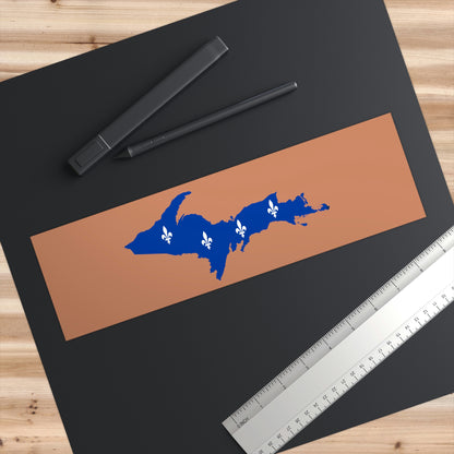Michigan Upper Peninsula Bumper Stickers (w/ UP Quebec Flag Outline) | Copper Color Background