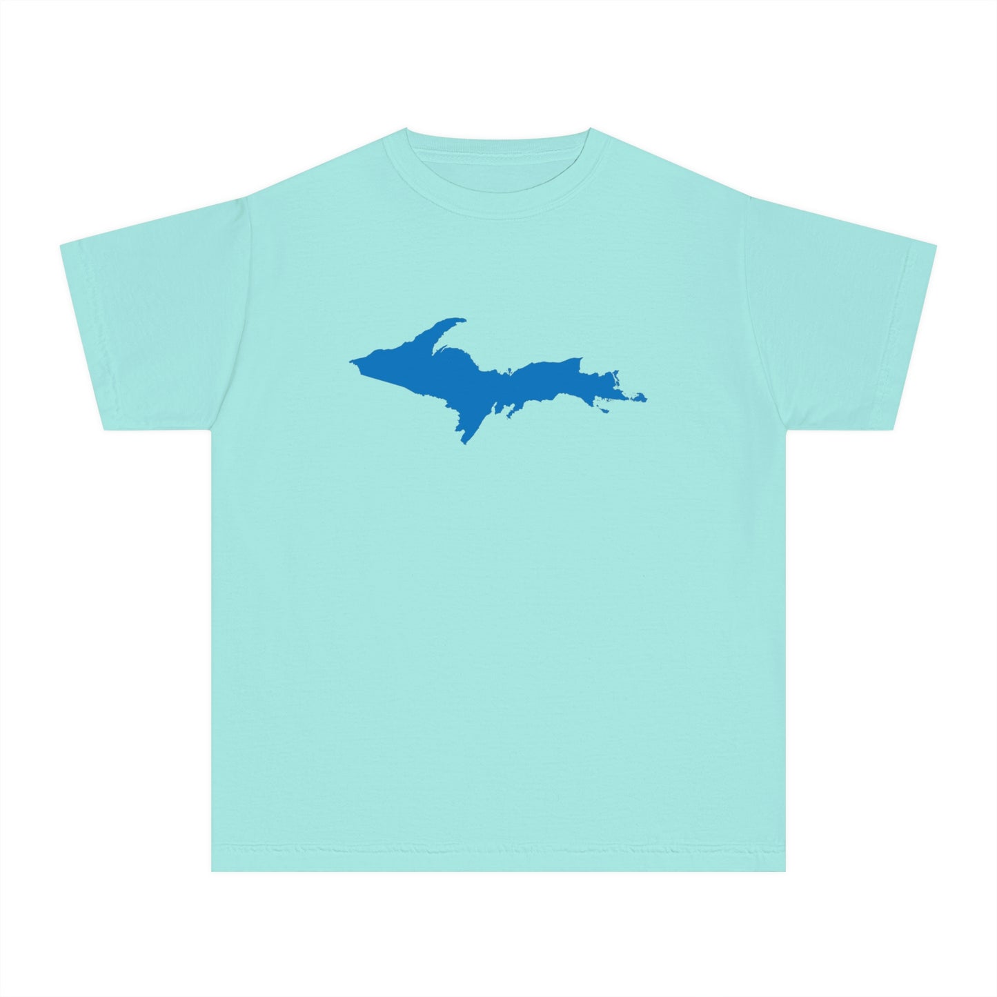 Michigan Upper Peninsula T-Shirt (w/ Azure UP Outline) | Youth Garment-Dyed