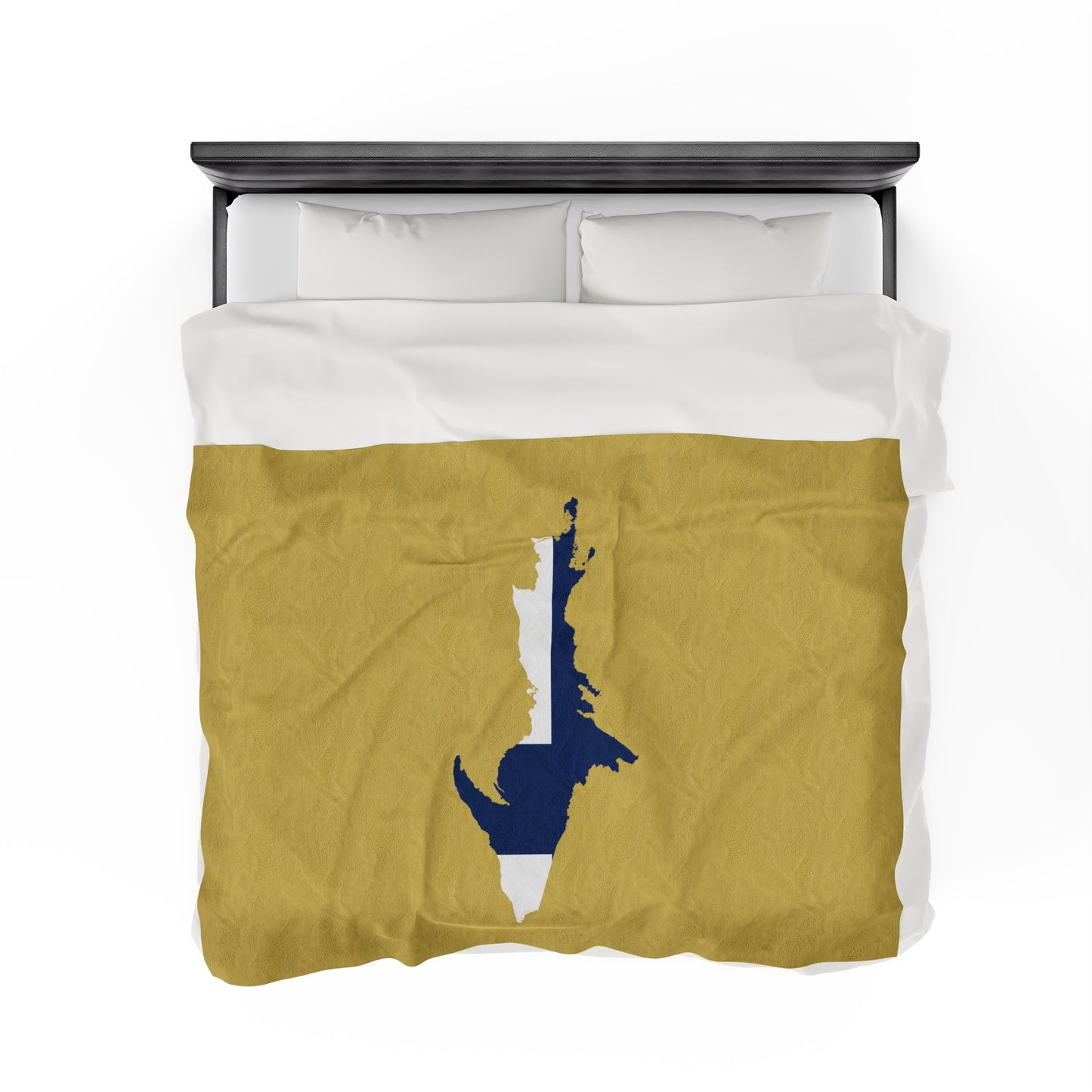 Michigan Upper Peninsula Plush Blanket (w/ UP Finland Flag Outline) | Plum Yellow