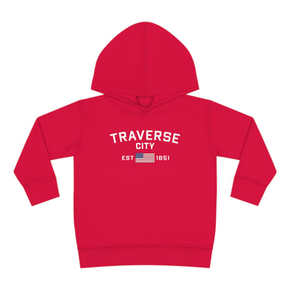 'Traverse City EST 1851' Hoodie (w/USA Flag Outline) | Unisex Toddler