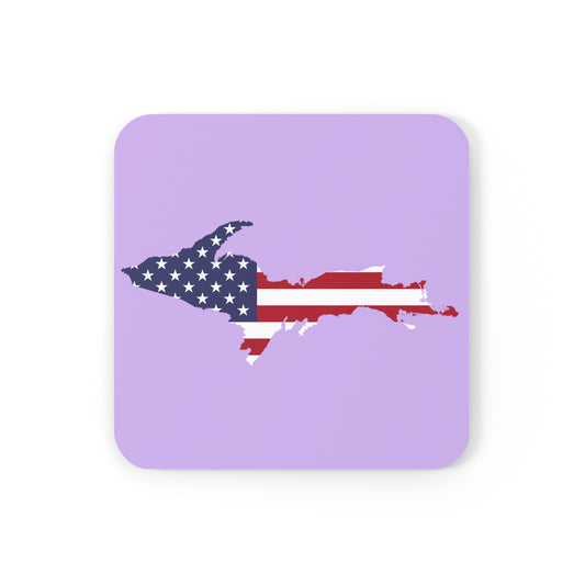 Michigan Upper Peninsula Coaster Set (Lavender w/ UP USA Flag Outline) | Corkwood - 4 pack