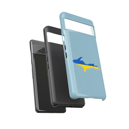 Michigan Upper Peninsula Tough Phone Case (Opal Blue w/ UP Ukraine Flag Outline) | Samsung & Pixel Android