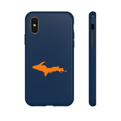 Michigan Upper Peninsula Tough Phone Case (Navy w/ Orange UP Outline) | Apple iPhone