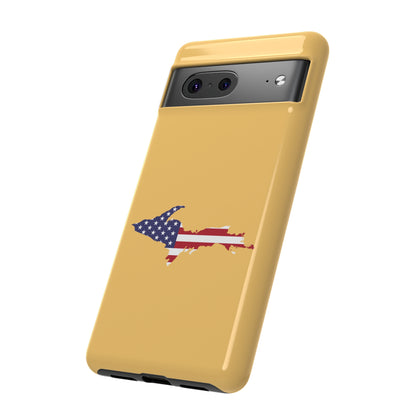 Michigan Upper Peninsula Tough Phone Case (Citrine w/ UP USA Flag Outline) | Samsung & Pixel Android