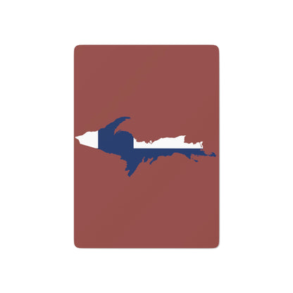 Michigan Upper Peninsula Poker Cards (Ore Dock Red w/ UP Finland Flag Outline)