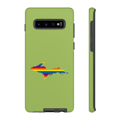 Michigan Upper Peninsula Tough Phone Case (Gooseberry Green w/ UP Pride Flag Outline) | Samsung & Pixel Android