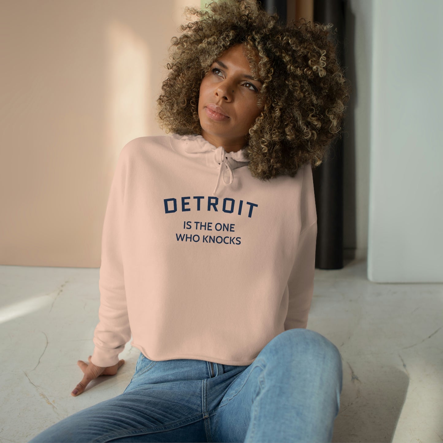 'Detroit is the One Who Knocks' Hoodie | Women's Cropped Relaxed Fit