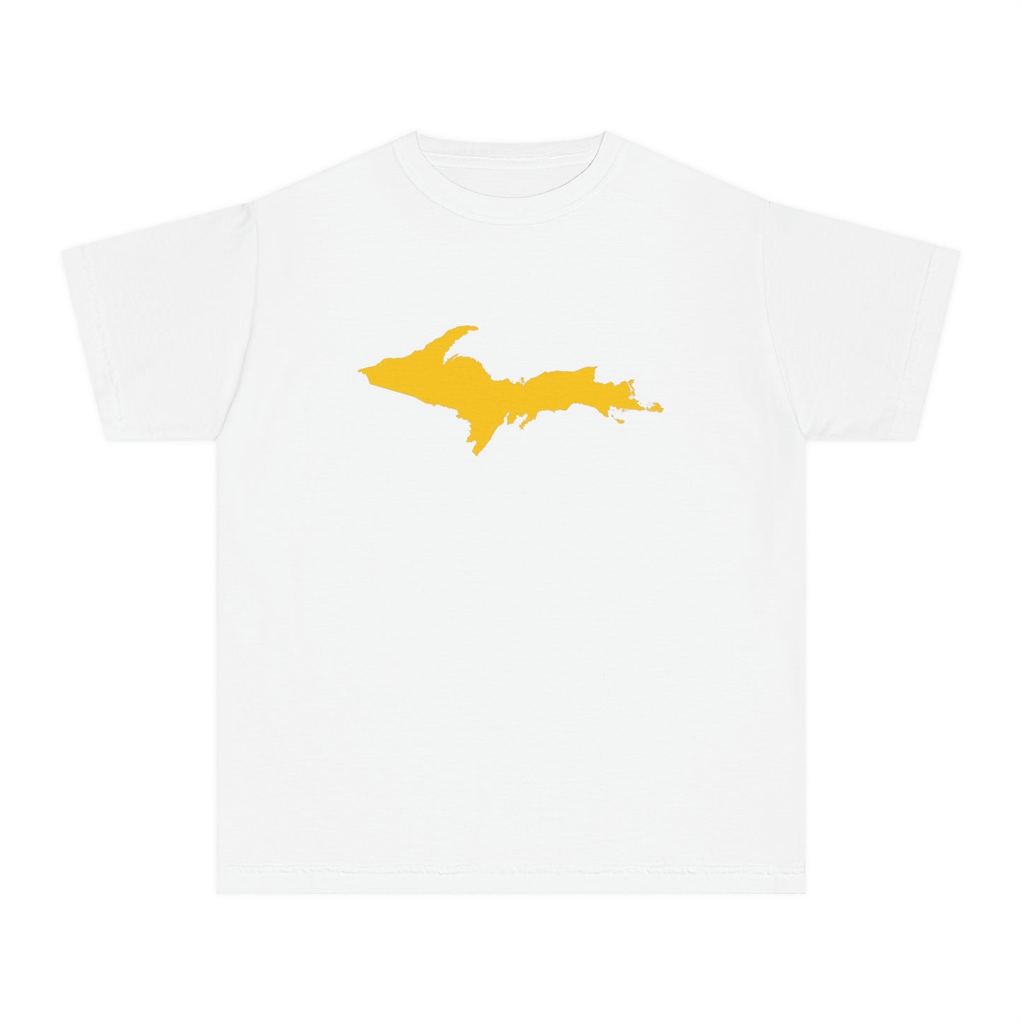 Michigan Upper Peninsula T-Shirt (w/ Gold UP Outline) | Youth Garment-Dyed