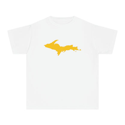 Michigan Upper Peninsula T-Shirt (w/ Gold UP Outline) | Youth Garment-Dyed