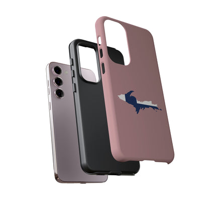 Michigan Upper Peninsula Tough Phone Case (Cherry Blossom Pink w/ UP Finland Flag Outline) | Samsung & Pixel Android