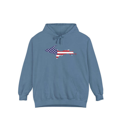 Michigan Upper Peninsula Hoodie (w/ UP USA Flag Outline) | Unisex Garment-Dyed