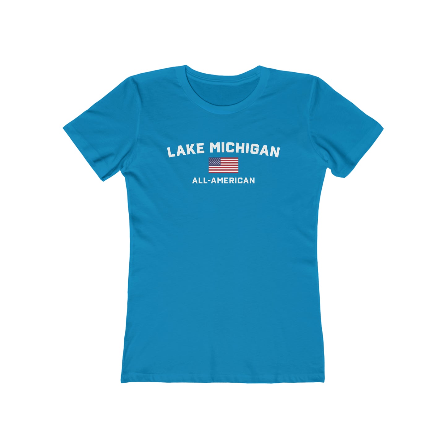 'Lake Michigan All-American' T-Shirt (w/USA Flag Outline) | Women's Boyfriend Cut