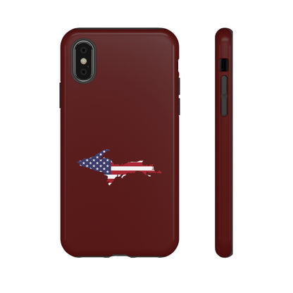 Michigan Upper Peninsula Tough Phone Case (Cherrywood Color w/ UP USA Outline) | Apple iPhone