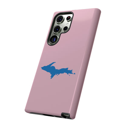 Michigan Upper Peninsula Tough Phone Case (Pink w/ Azure UP Outline) | Samsung & Pixel Android