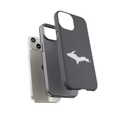 Michigan Upper Peninsula Tough Phone Case (Iron Ore Grey w/ UP Outline) | Apple iPhone