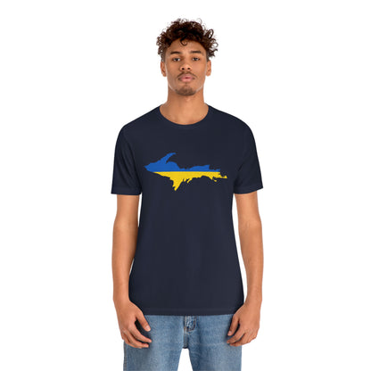 Michigan Upper Peninsula T-Shirt (w/ UP Ukraine Flag Outline) | Unisex Standard Fit