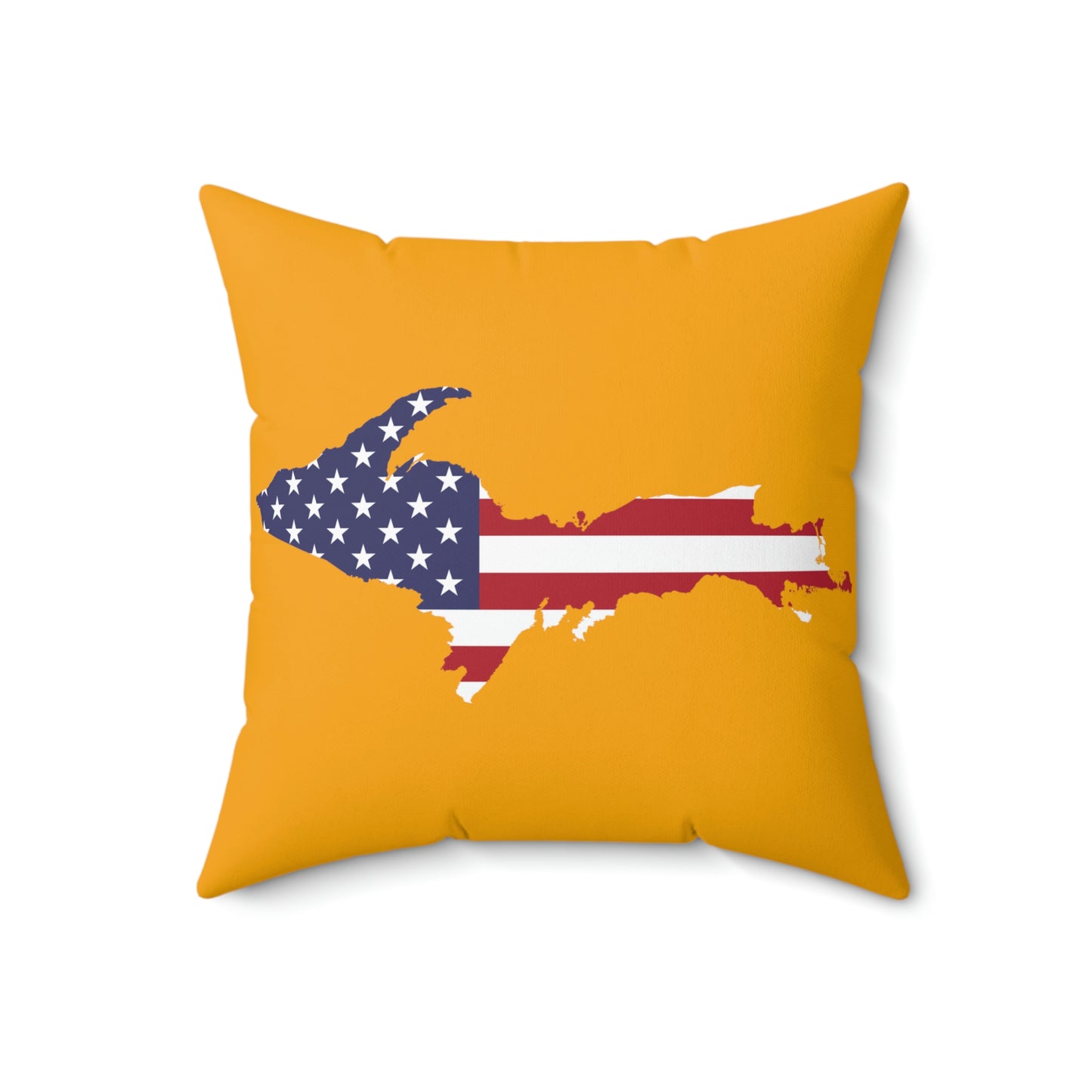 Michigan Upper Peninsula Accent Pillow (w/ UP USA Flag Outline) | Birch Leaf Orange