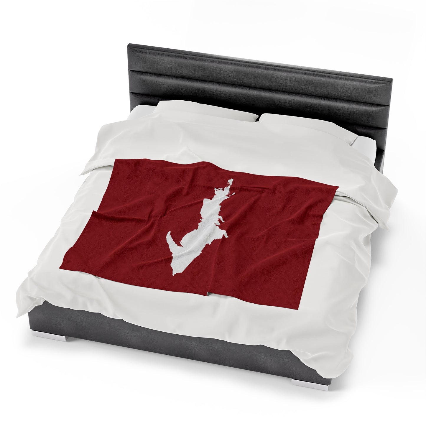 Michigan Upper Peninsula Plush Blanket (w/ UP Outline) | Thimbleberry Red