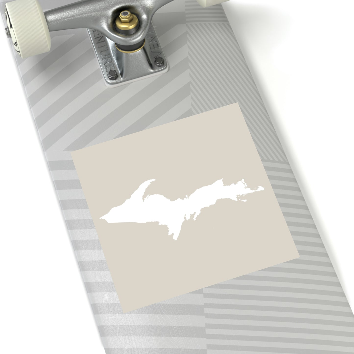 Michigan Upper Peninsula Square Sticker (Canvas Color w/ UP Outline) | Indoor/Outdoor