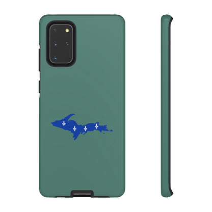 Michigan Upper Peninsula Tough Phone Case (Copper Green w/ UP Quebec Flag Outline) | Samsung & Pixel Android