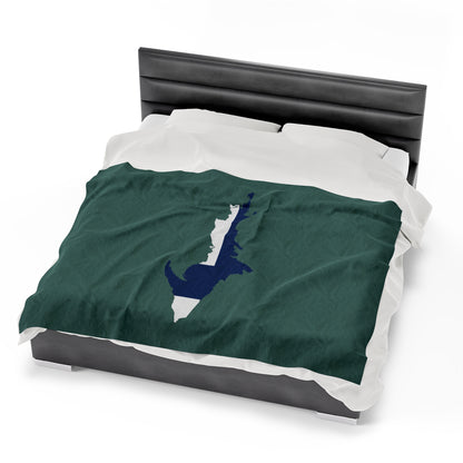 Michigan Upper Peninsula Plush Blanket (w/ UP Finland Flag Outline) | Copper Green