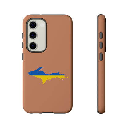 Michigan Upper Peninsula Tough Phone Case (Copper Color w/ UP Ukraine Flag Outline) | Samsung & Pixel Android