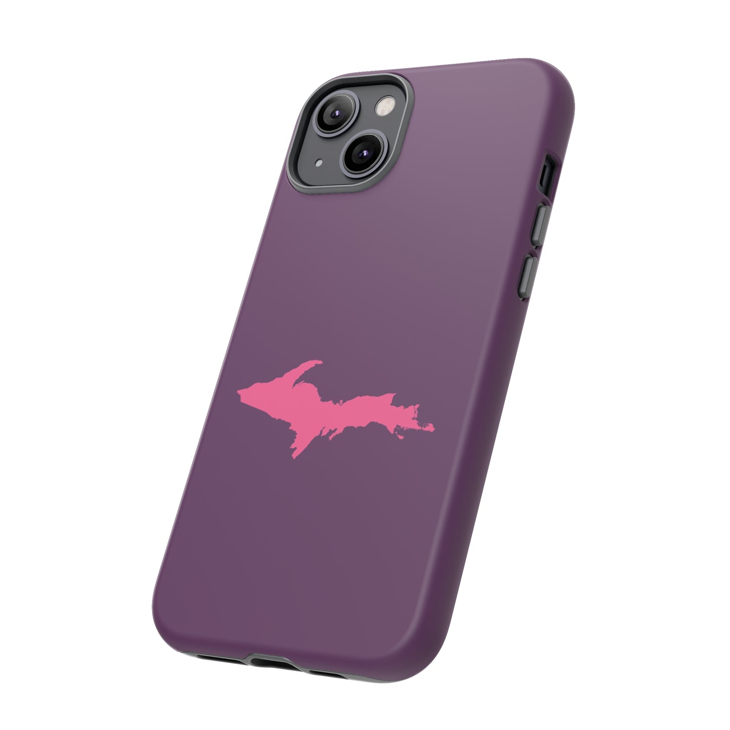 Michigan Upper Peninsula Tough Phone Case (Plum w/ Pink UP Outline) | Apple iPhone