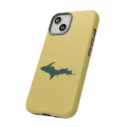 Michigan Upper Peninsula Tough Phone Case (Plum Yellow w/ Green UP Outline) | Apple iPhone