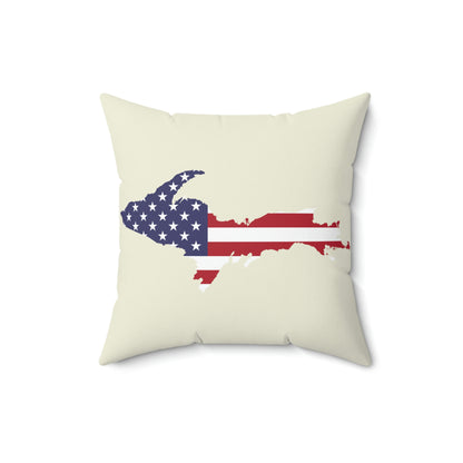 Michigan Upper Peninsula Accent Pillow (w/ UP USA Flag Outline) | Ivory White