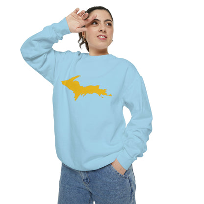 Michigan Upper Peninsula Sweatshirt (w/ Gold UP Outline) | Unisex Garment Dyed