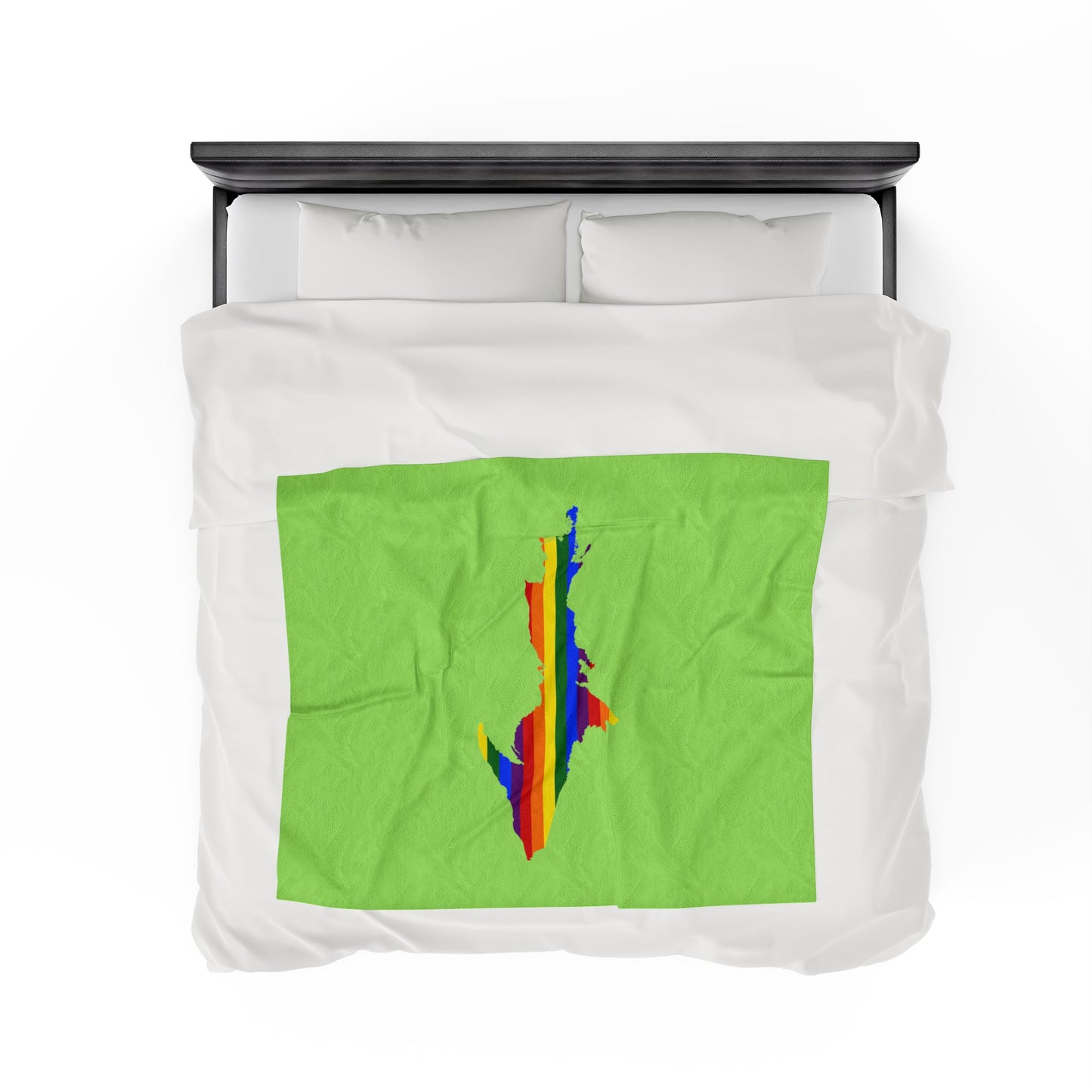 Michigan Upper Peninsula Plush Blanket (w/ UP Pride Flag Outline) | Flash Green