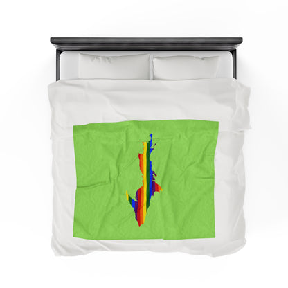 Michigan Upper Peninsula Plush Blanket (w/ UP Pride Flag Outline) | Flash Green