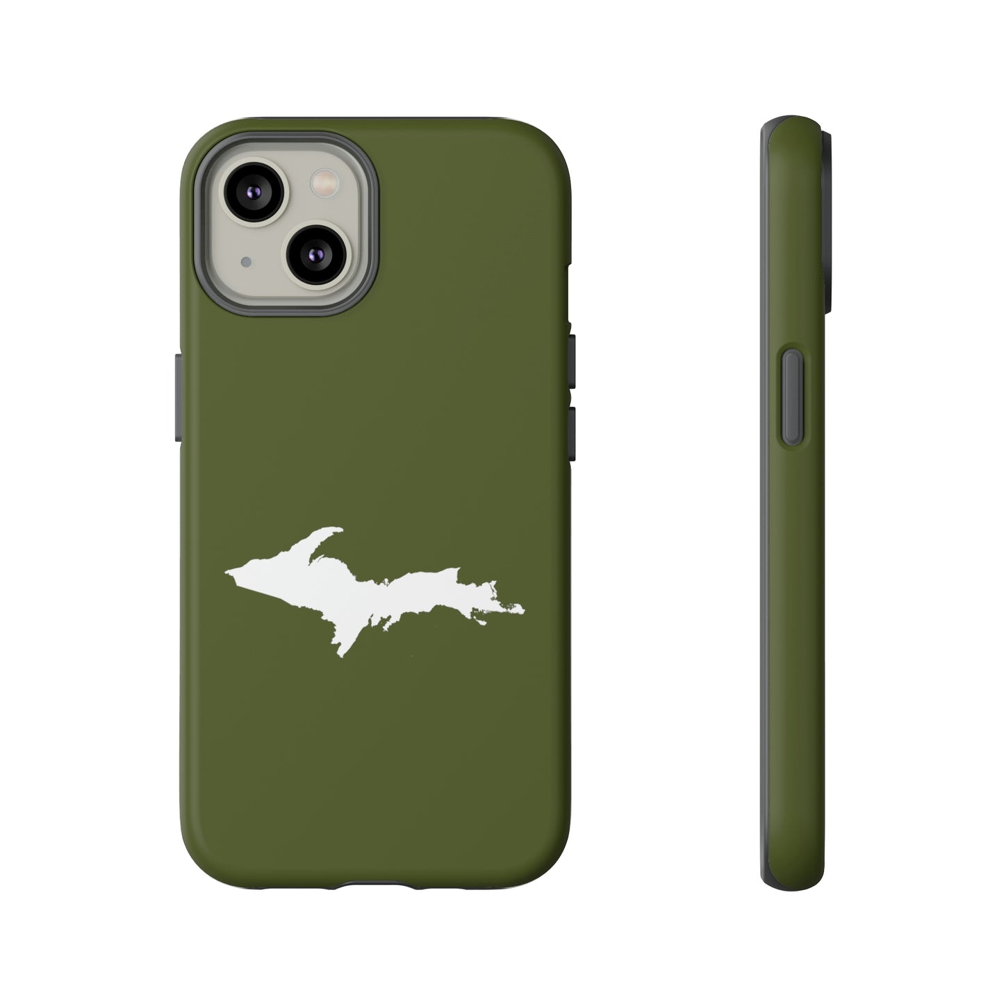 Michigan Upper Peninsula Tough Phone Case (Army Green w/ UP Outline) | Apple iPhone