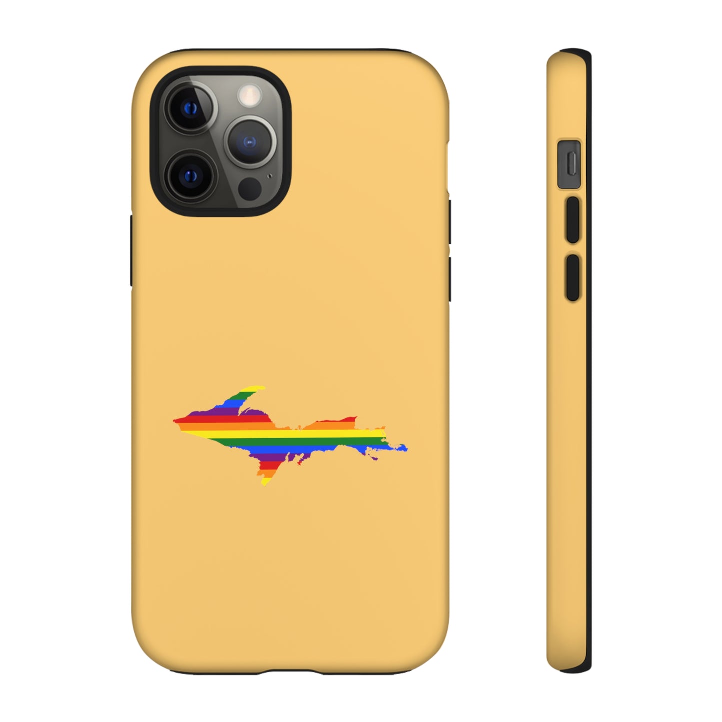 Michigan Upper Peninsula Tough Phone Case (Citrine w/ UP Pride Flag Outline) | Apple iPhone