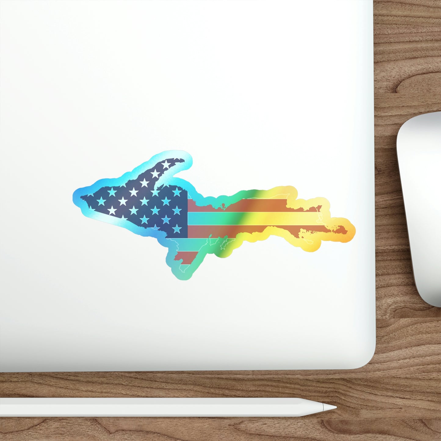 Michigan Upper Peninsula Holographic Die-Cut Stickers (w/ UP USA Flag Outline)