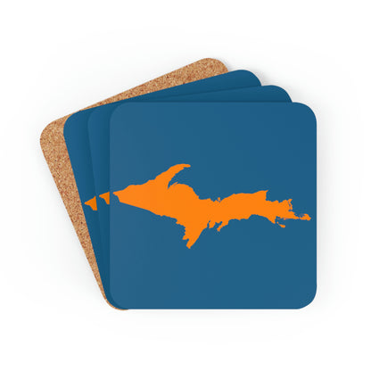 Michigan Upper Peninsula Coaster Set (Blueberry w/ Orange UP Outline) | Corkwood - 4 pack