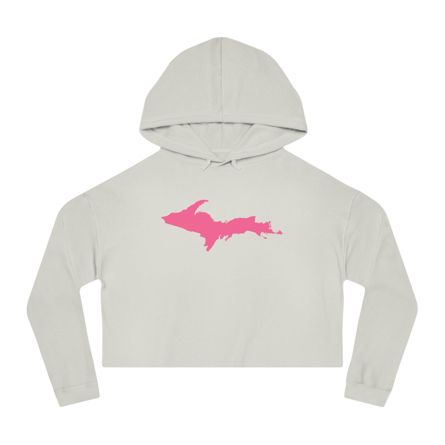 Michigan Upper Peninsula Hoodie (w/ Pink UP Outline) | Lightweight Cropped