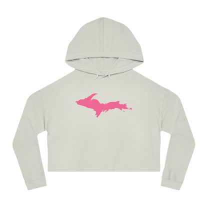 Michigan Upper Peninsula Hoodie (w/ Pink UP Outline) | Lightweight Cropped