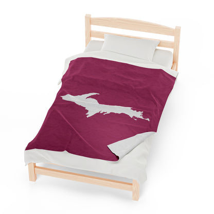 Michigan Upper Peninsula Plush Blanket (w/ UP Outline) | Apple Blossom Pink