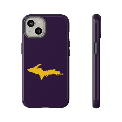 Michigan Upper Peninsula Tough Phone Case (Blackcurrant w/ Gold UP Outline) | Apple iPhone