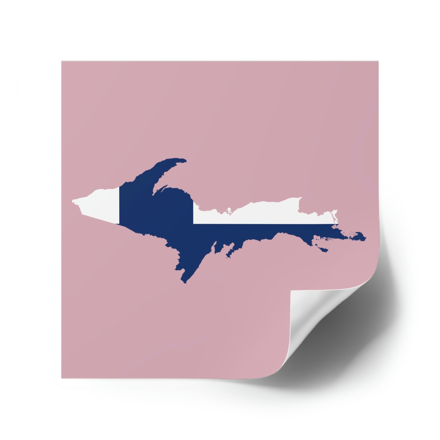 Michigan Upper Peninsula Square Sticker (Pink w/ UP Finland Flag Outline) | Indoor/Outdoor